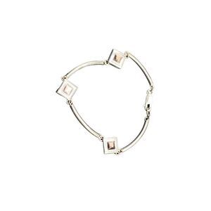 Sterling silver 925 bracelet with three diamond shaped squares with abalone